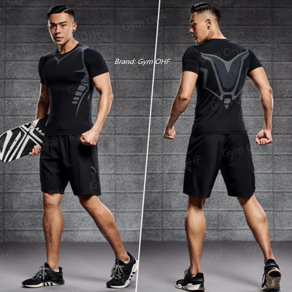 Anime Baki Sport Suits Runing Compression Shirt Shorts Sets Gym Fitness Jogging Training Rashguard Sportwear 2 in 1 Mens