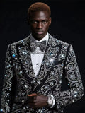 Luxurious design Diamond Rhinestone Men Suits 2 Piece Sets Party Blazer Customized Slim Fit Costume Homme Formal Groom Tuxedos