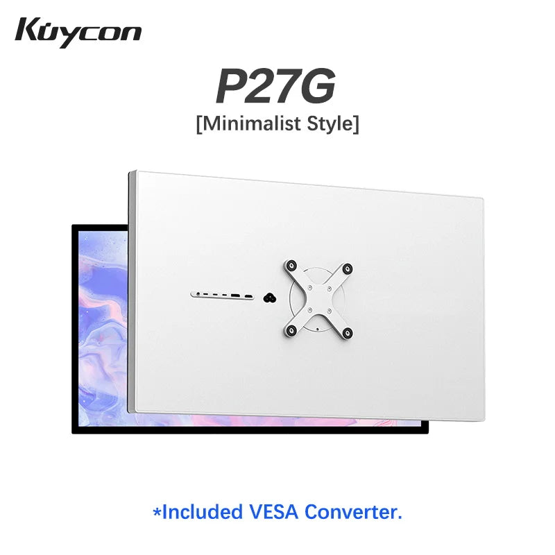 Kuycon P27G Desktop Monitor 27-inch Aluminum Alloy HDMI Adaptive 4K Computer Display With 99%sRGB VESA Adaptable LED LCD Screen
