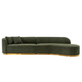 Contemporary Chenille Sofa Sectional with Cushions in Olive Green Color