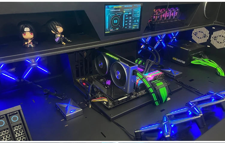 Computer chassis integrated table fully transparent water-cooled large chassis special-shaped computer table e-sports table