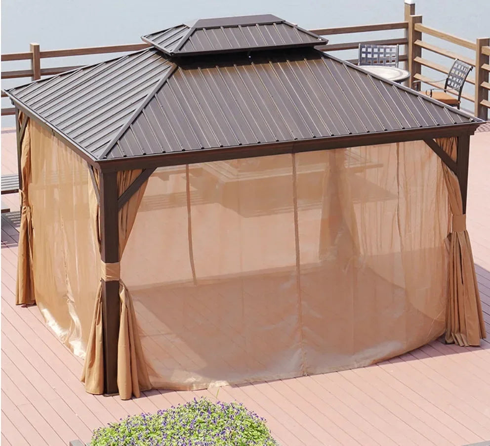 -Customize 3x3 10x12 16x20 Hardtop Metal Waterproof Garden Outdoor Modern Iron Wooden Aluminum Patio Gazebo for Sale