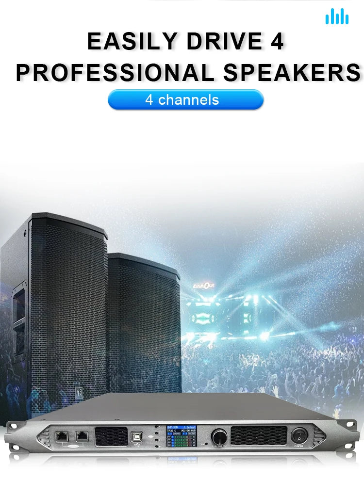 Paulkitson Professional 4channel Digital Power Amplifier Silicon Carbide Class D Power Amplifier Stable 2Ω 4x6800w For Speakers