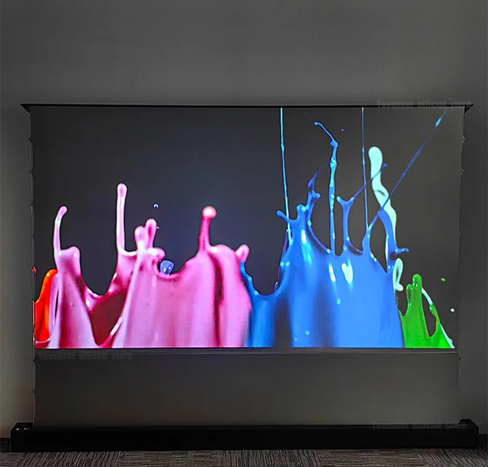 72-120 Inch Motorized Fresnel ALR Floor Rising Projector Screen Ambient Light Rejecting for Normal Throw Projector 3D 8K Image