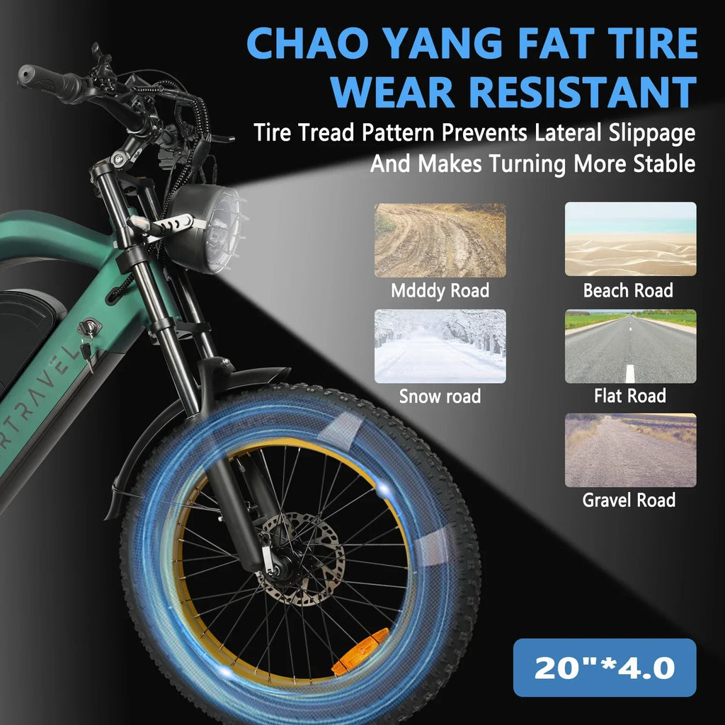 Snow Electric Bicycle 1200W Motor 48V20AH Battery 20*4.0 Tires Mountain Electric Bike 52KM/H Urban E-Bike electric motorcycle