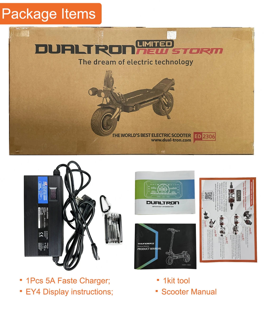 Dualtron New Storm Limited 84V 45Ah Scooter Dual Motor 2500W*2 New EY4 Display 12inch MINIMOTOR Dualtron NEW STORM LTD Scooter