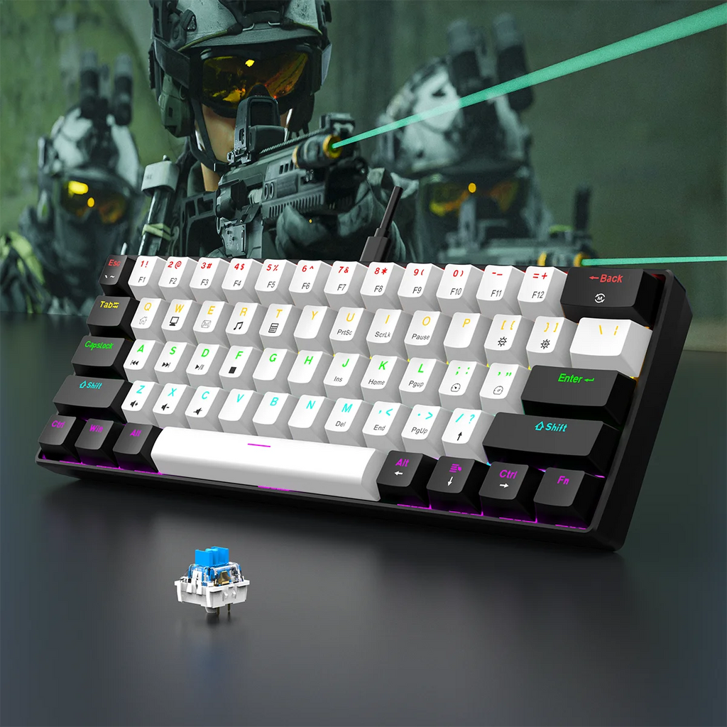 60% Wired Gaming Mechanical Keyboard RGB Backlit Ultra Compact Mini Layout for PC/Mac Gamers And Typists Easy Travel Design