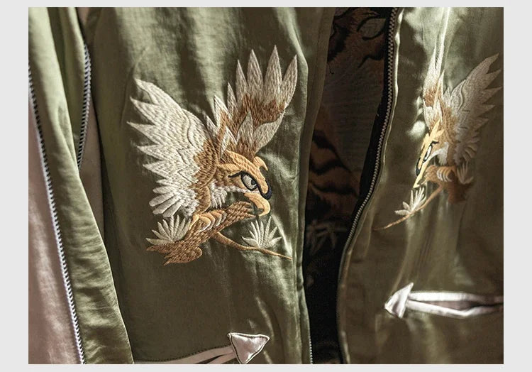 Non Stock Suka Reversible Souvenir Jacket Embroidered Sukajan Baseball Outerwear