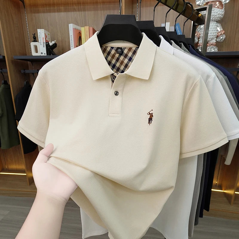 Designer luxury brand short sleeve polo shirt men summer trend striped hot selling Paul embroidery business casual golf T-shirt
