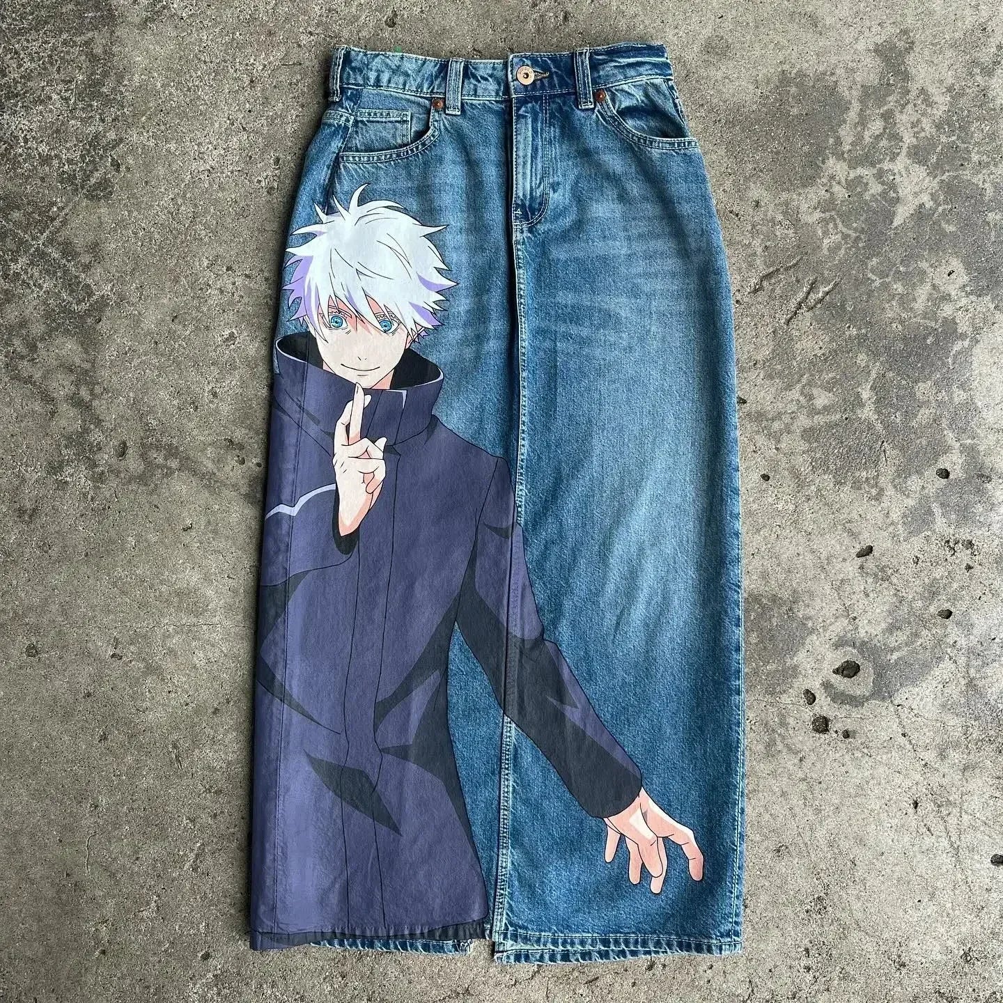 Harajuku high street y2k baggy jeans vintage wide leg denim pants popular anime jeans streetwear couples trouser men clothing