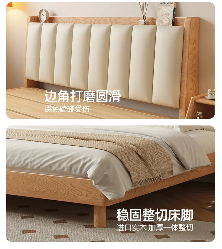 Elegant Headboard Bed Frame Double Wood Simple King Queen Bed Frame Nightstands Modern Cama Moderno Lujo Bedroom Furniture