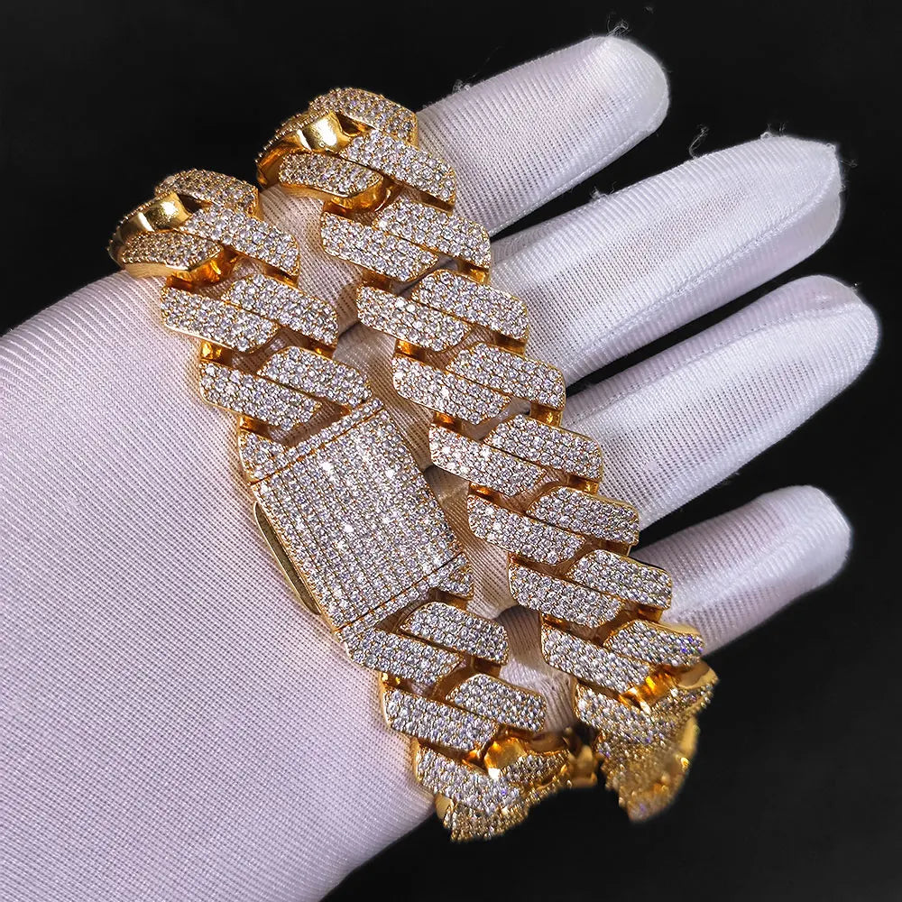 Hip Hop Jewelry 20mm Thick Cuban Link Chain Crystal Miami Gold Silver Two Color Iced Out CZ Cuban Chain Necklace