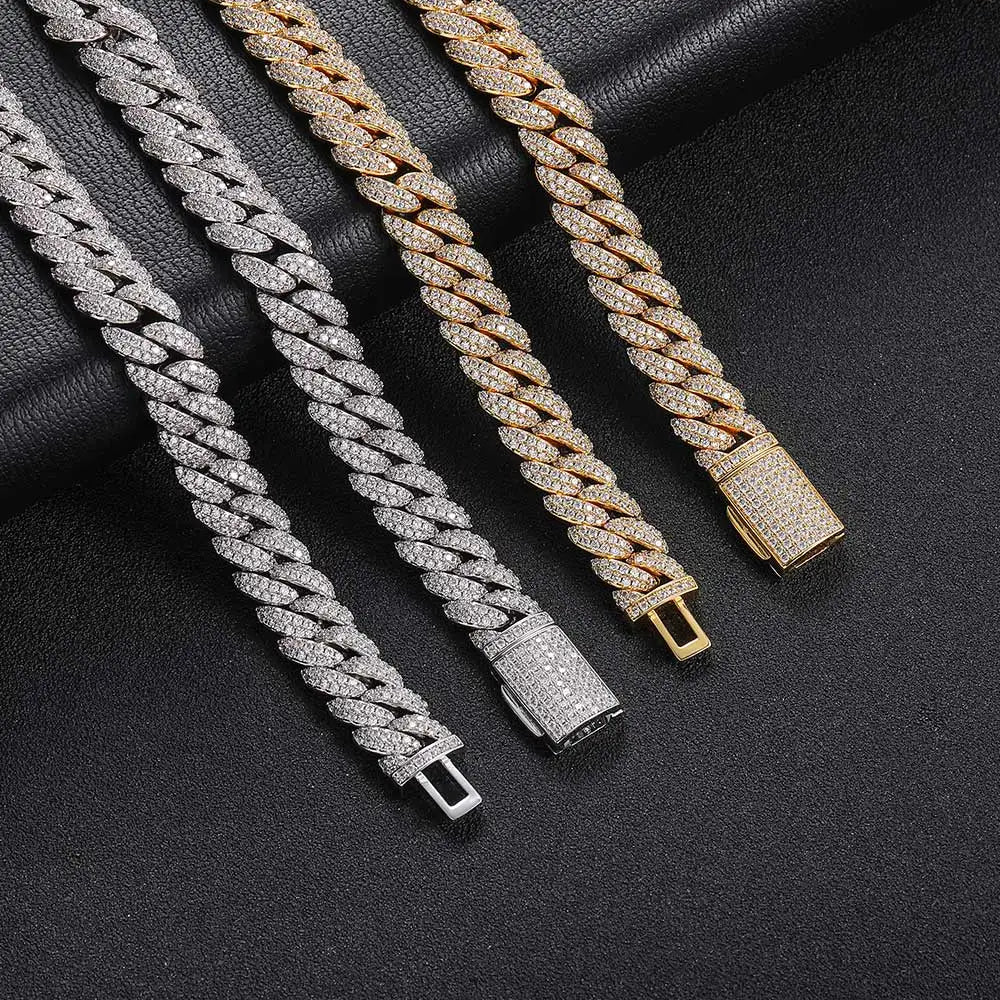 10mm Hip Hop Cubic Zircon CZ Iced Out Bubbles Cuban Link Chain Necklace For Men Women Jewelry Birthday Gift