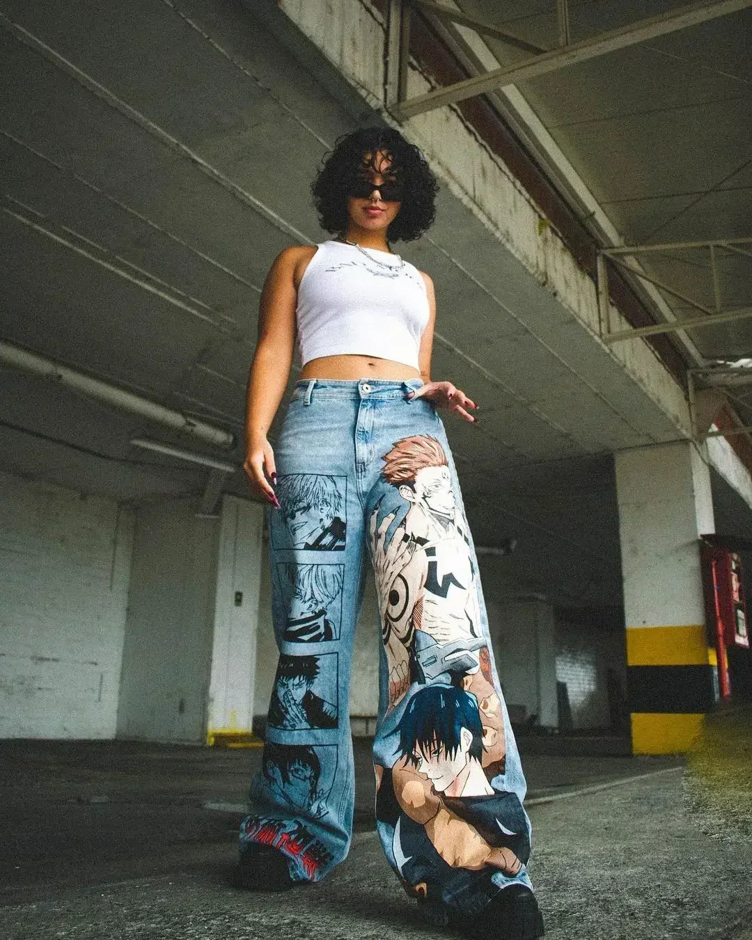 Harajuku high street y2k baggy jeans vintage wide leg denim pants popular anime jeans streetwear couples trouser men clothing