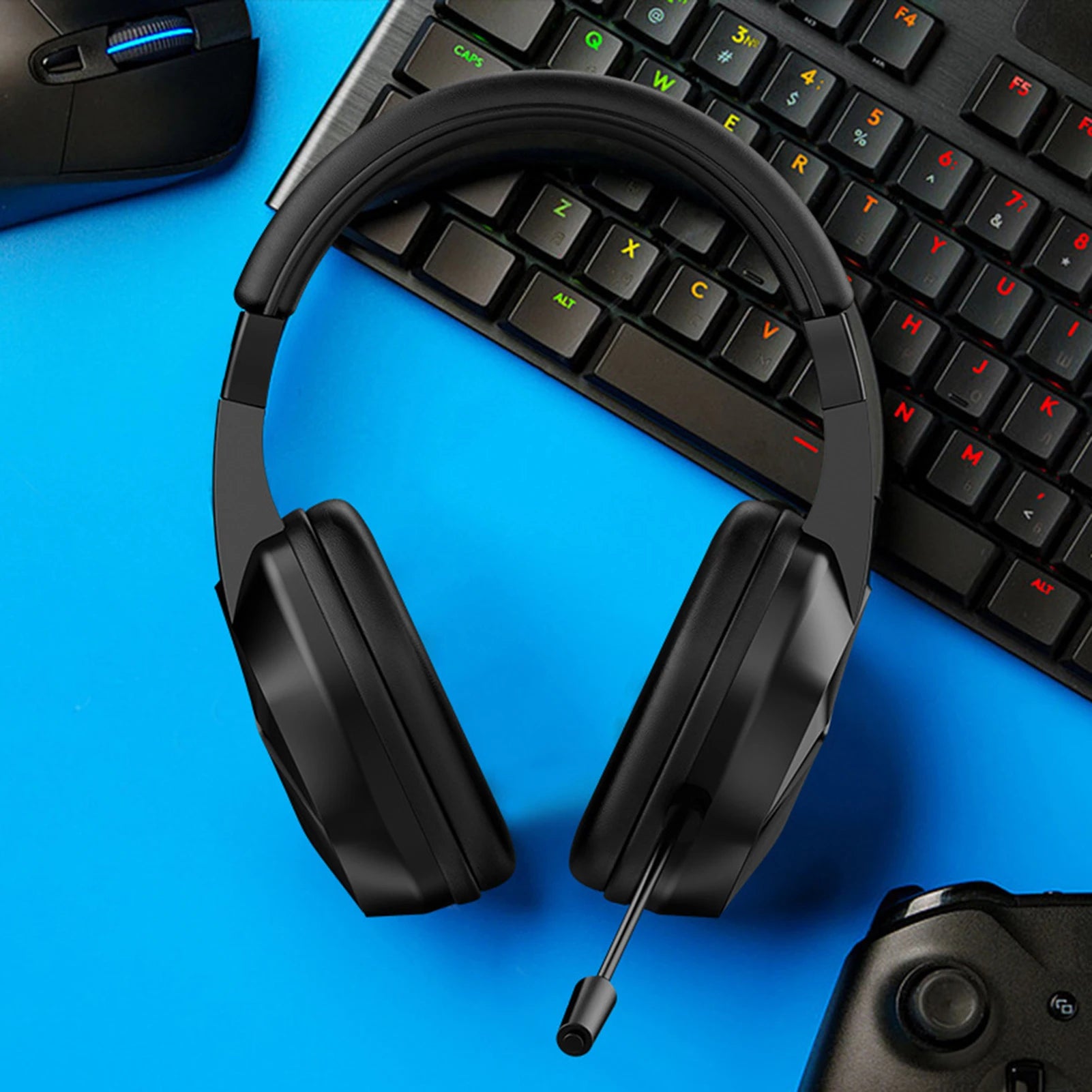 Wireless BT Gaming Headset with LED Lights, Low Latency Gaming Headphones, 40mm Drivers, Over-Ear Gaming Earphones with Omnidire