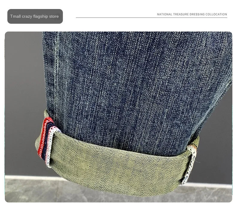 Spring and Autumn Retro Blue Japanese Street Harem Jeans Men's Loose plus Size Wide Legs Daddy Pants Trendy All-Matching Casual
