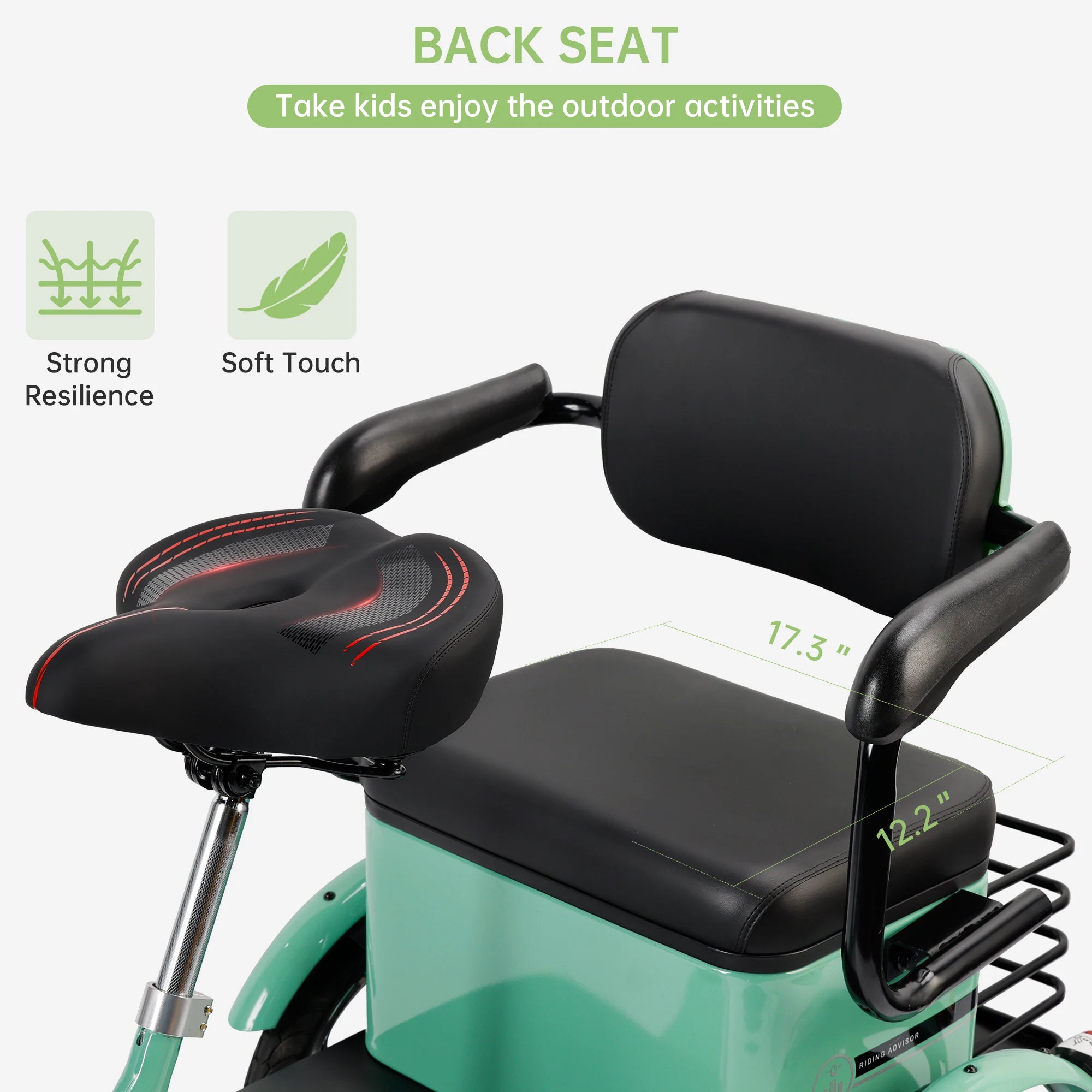 Artudatech 400W 48V 12A Elder Electric folding tricycle for Adults 3 wheel e-trike Bike with Rear Seat