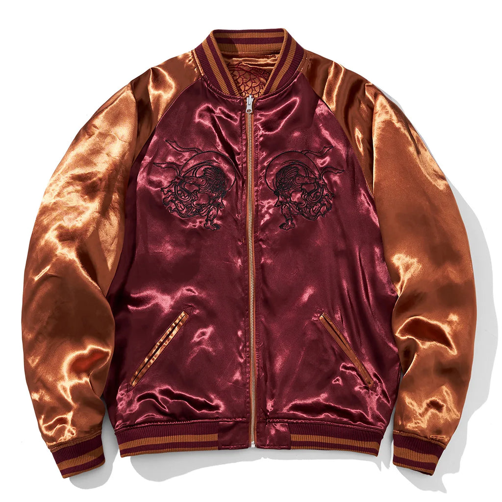 Mens Baseball Jackets Hip Hop Japanese Anime Demon Embrodiery Bomber Coats Streetwear Harajuku Motorcycle Jacket Clothing