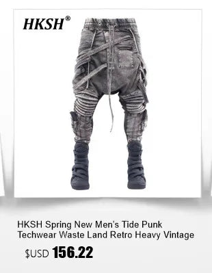HKSH Spring Autumn New Men Tide Punk Vintage Three-Headed Dragon Denim Jacket High Street Luxury Fashion Versatile Coats HK17707