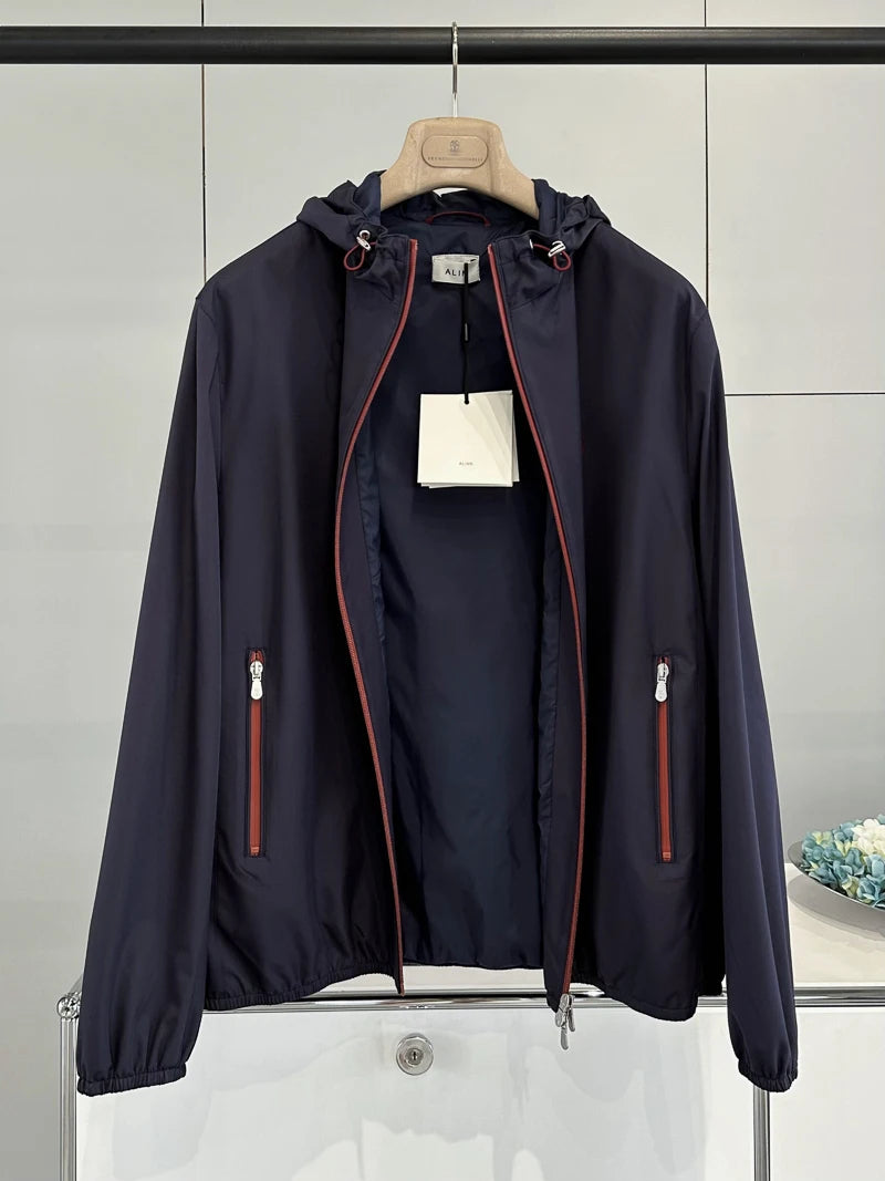 ALIN BC Top Line Microfiber Lightweight Tech Fabric Casual Men's Hooded Spring Autumn Jacket Outerwear Standard Fit Long Sleeve