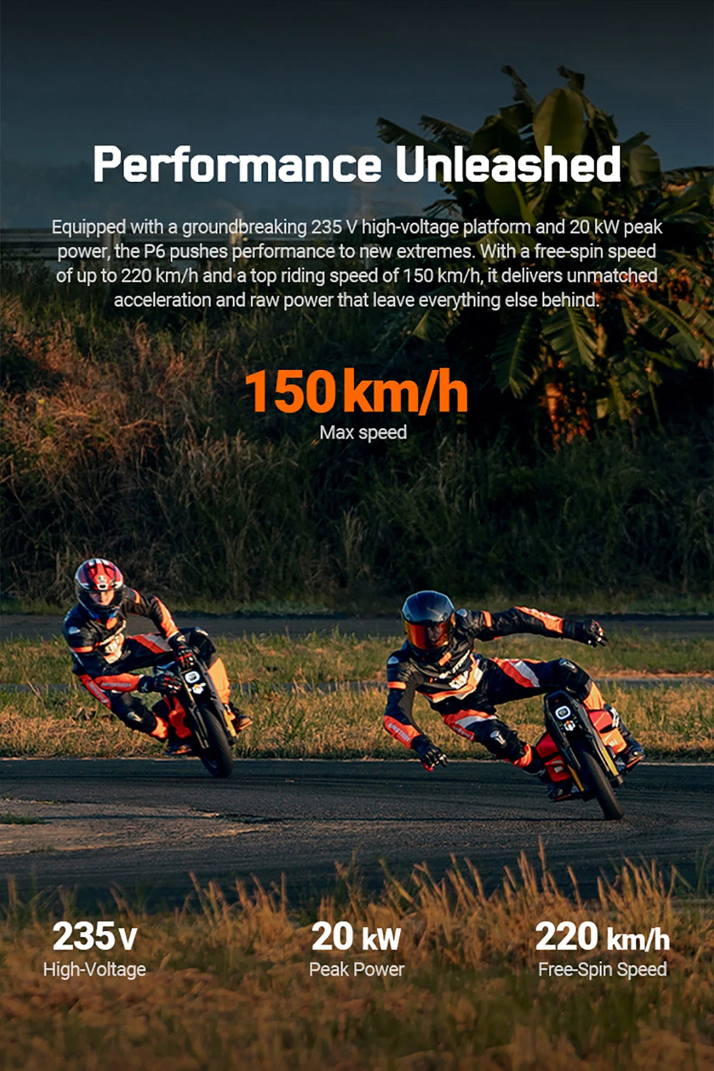 INMOTION P6 4200Wh 235.2V Battery 6000W Motor Electric Unicycle IPX6 Waterproof 150km/h Speed 150km Range 20inch 80/90-14 Tire