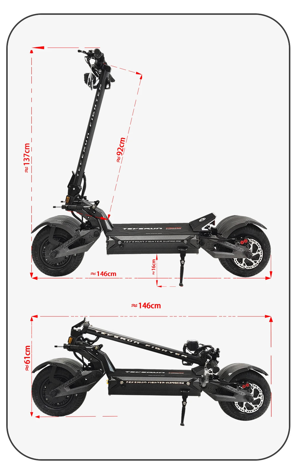TEVERUN Fighter Supreme+ 7260R V4 2500W*2 Dual Motor 72V 60Ah Battery 4inch Display 4Pistons Brake 13inch Tire Scooter