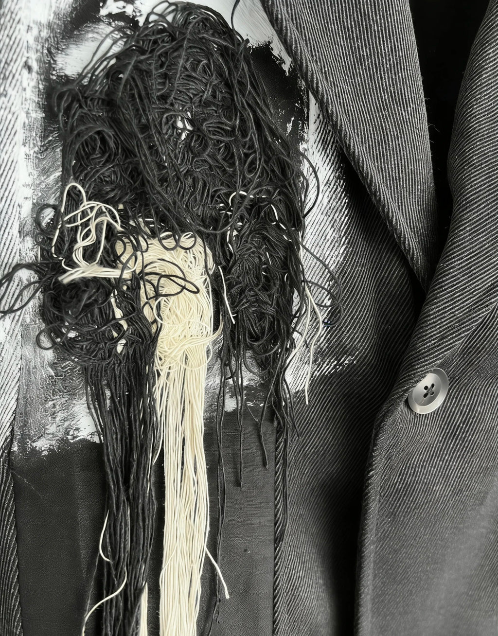 TOP-YAMAMOTO original design hand-embroidered, painted and thickened woolen patchwork suit