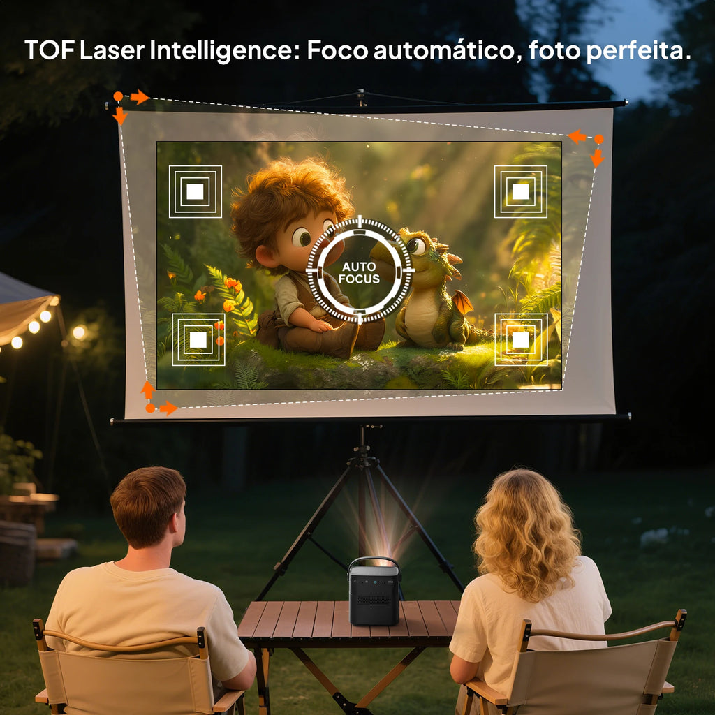 VEVSHAO V50 400ANSI DLP Projector Airplay Miracast 15000mAh Battery Android 9.0 TOF Focus 3D Portable Outdoor Movie Projector