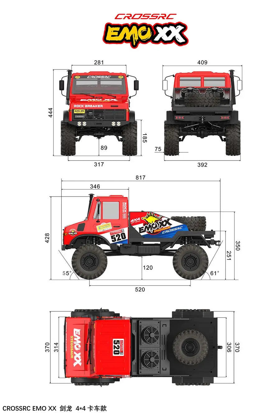 In Stock Emo Xx 1/6 Rc Electric Remote Control Climbing Truck Rock Breaker Off Road Vehicle With Led Strobe Lights For Hobbyists