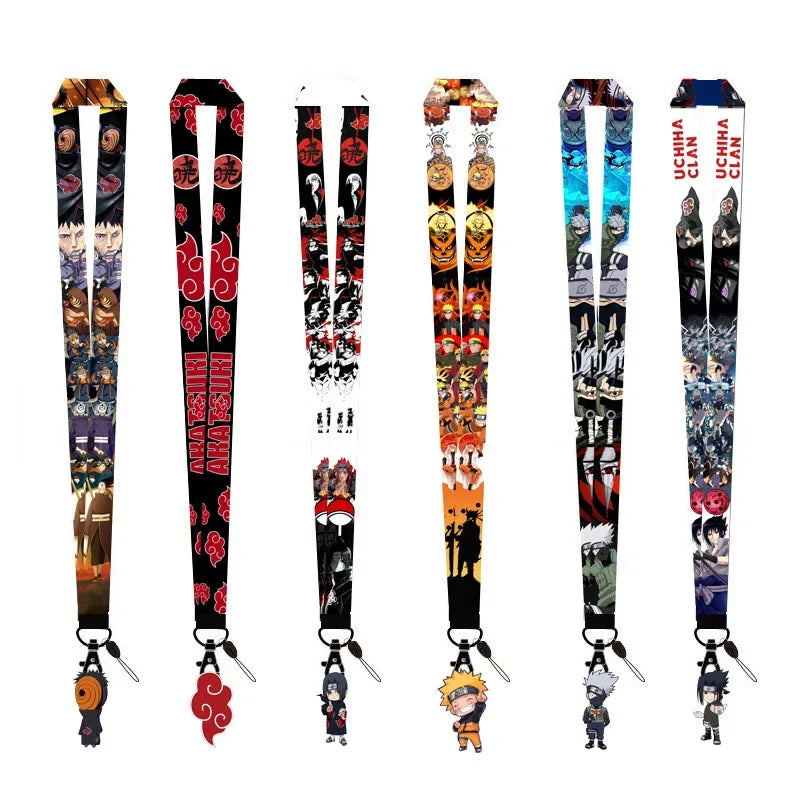 Cartoon Narutos Japanese Anime Lanyard Neck Strap Kakashi Keychain for Pendant Fashion Key Ring Cosplay Accessories Gifts