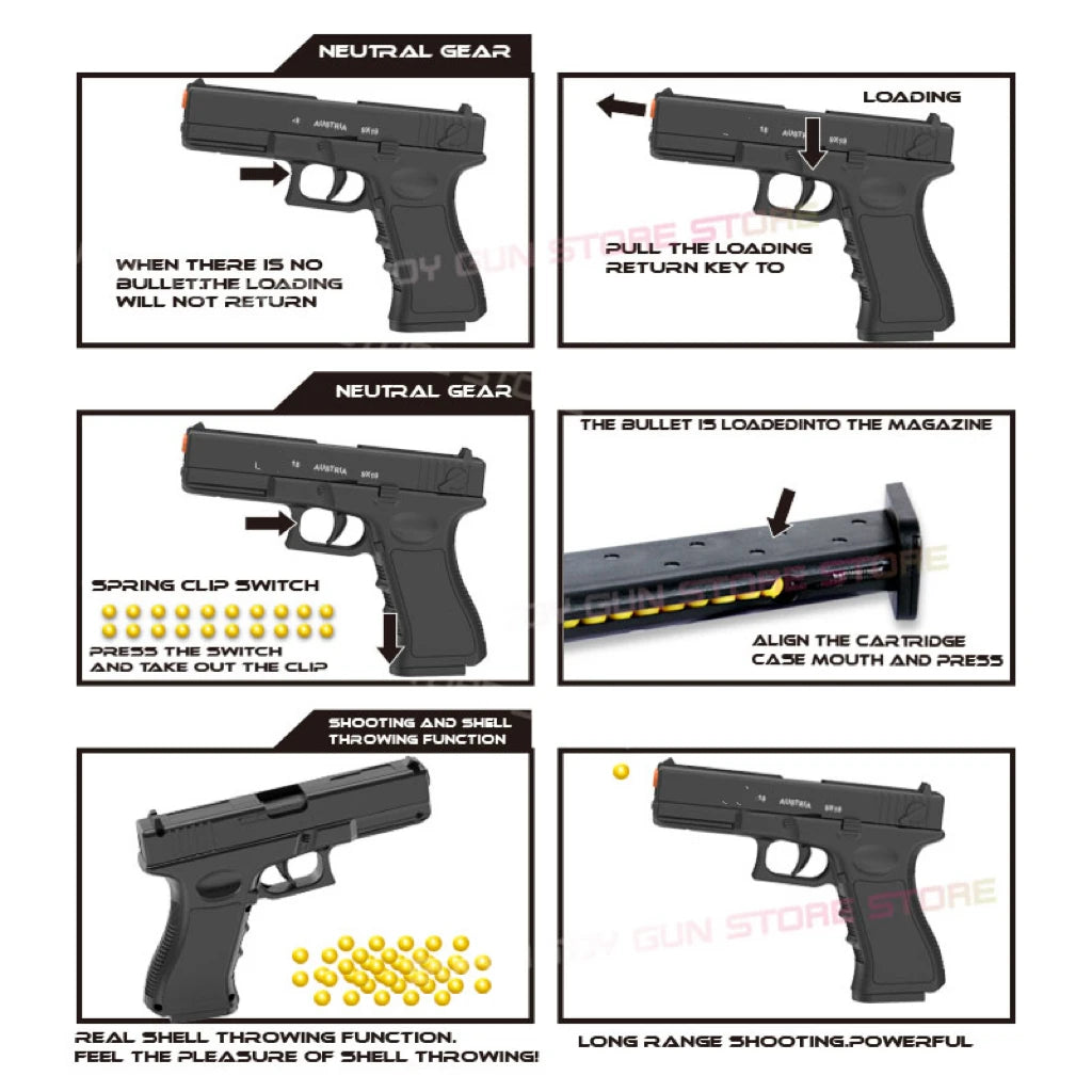 Magazine G18 Manual Pistol Foam Soft Ball Bullet Toy Gun Airsoft Launcher CS Shooting Games Weapons For Kids Boys Gift