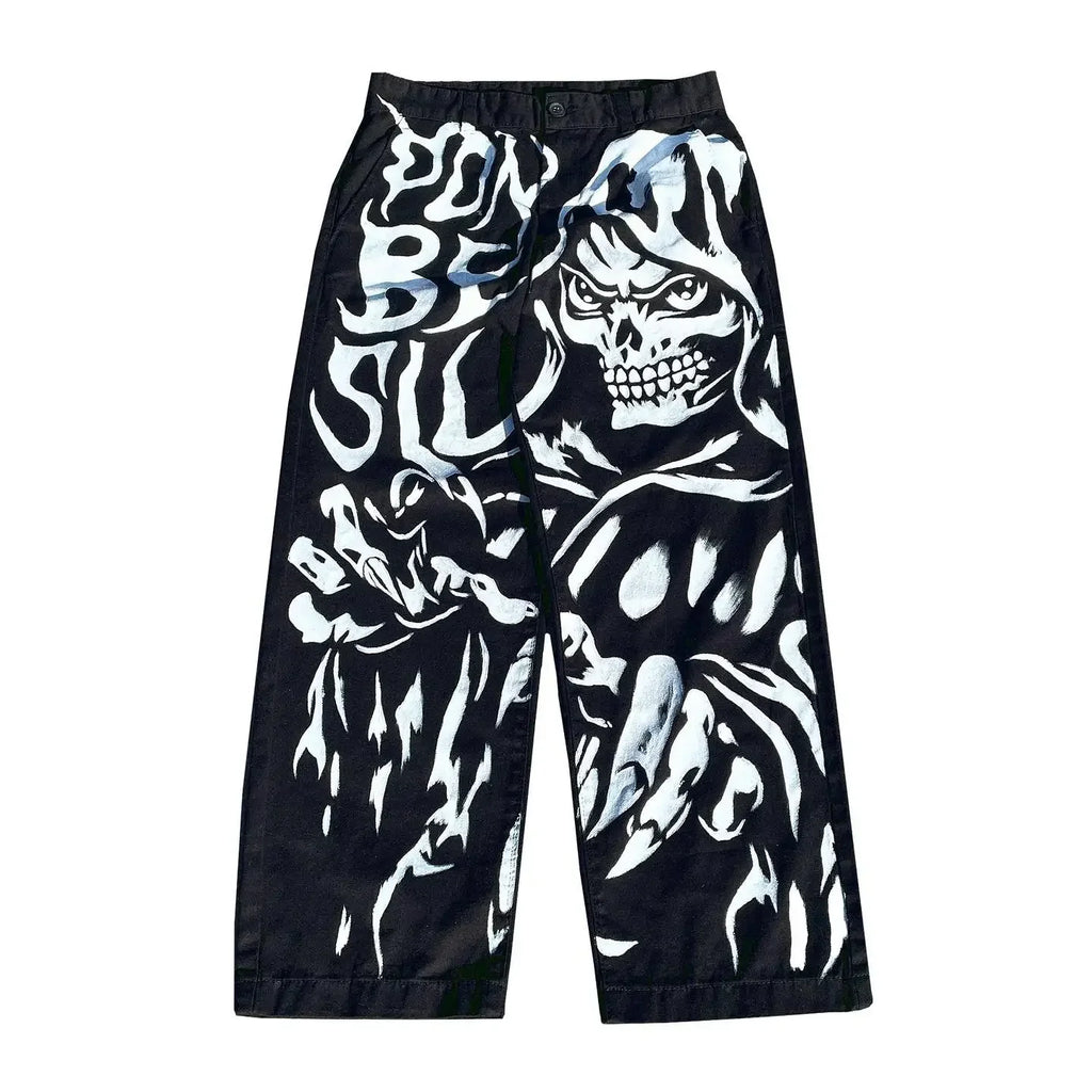 Anime Sexy Girl Print Blue Baggy Jeans New Style Wide Leg Trouser Y2k Harajuku Popular Streetwear Men Women High Waist Pants
