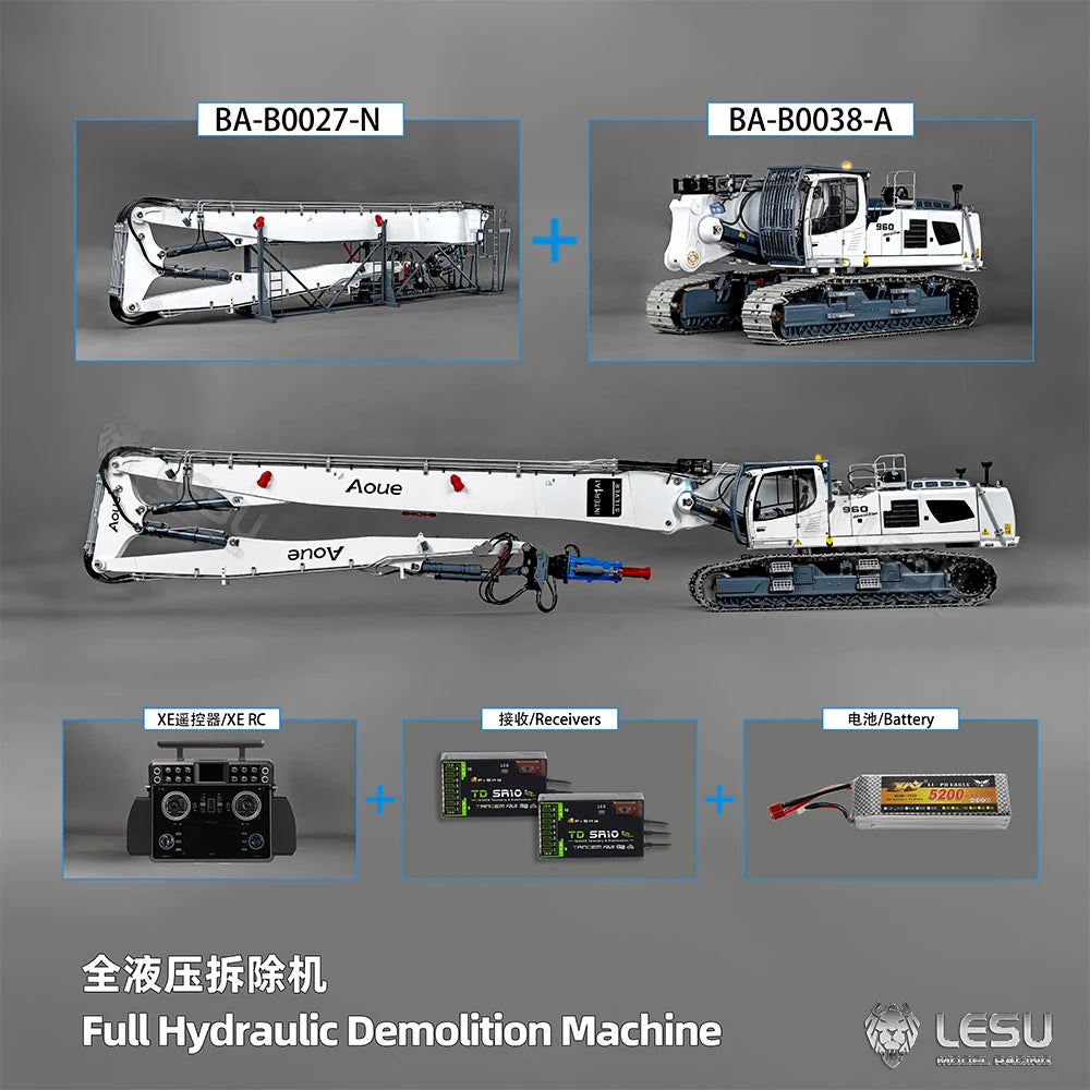 LESU 1/14 R960 RTR RC Full Hydraulic Demolition Excavator Radio Control Digger Frsky XE TOUCAN Radio Truck Vehicle Car Model Toy
