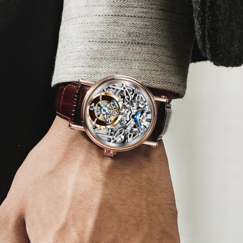 Haofa Tourbillon Watch for Men CNC Classical Texture Engraving Sapphire Manual Skeleton Movement Mechancial Watch Business 1602