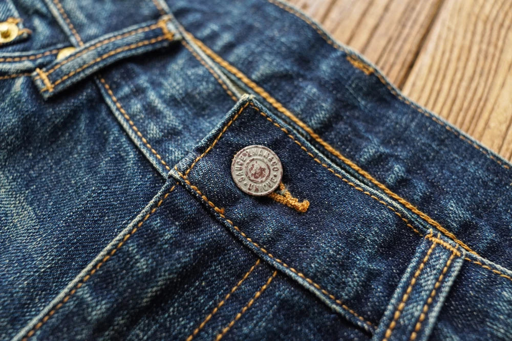 Sauce zhan Bamboo shaped yarn Mens Jeans Selvedge Denim Jeans Distressed Wash jeans for men Straight Fit 14 Oz