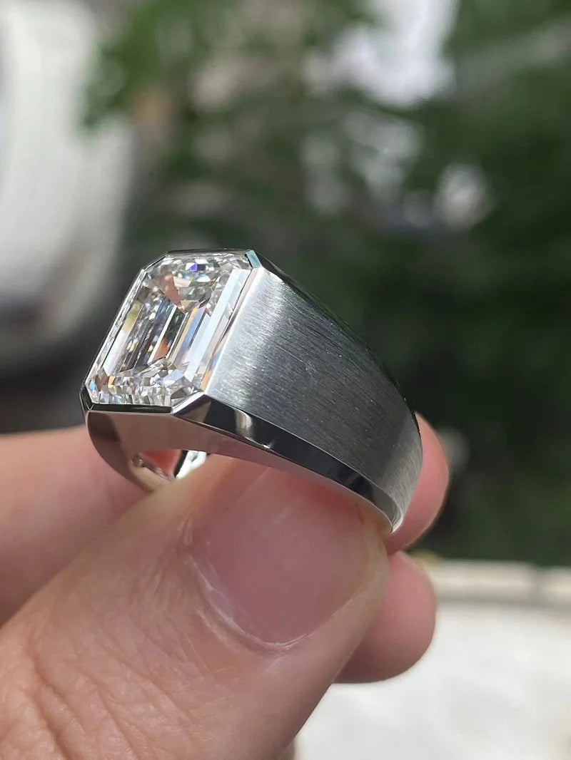 Ruif Customize 18K Gold about 5ct Emerald Cut CVD Lab Grown Diamond Ring Wedding Engagement Cocktail Men finger Fine Jewelry