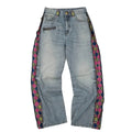 JoJo Anime Zip Off Panel Jeans Men Women High Waist Wide Leg Detachable Print Denim Pants Purple Gold Patchwork Straight Jeans