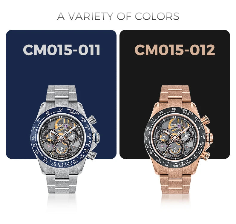 CRONUSART Men Chronograph Watch 40mm Vintage Automatic Mechanical Wristwatch Luminous Sapphire Mirror Ceramic Bezel