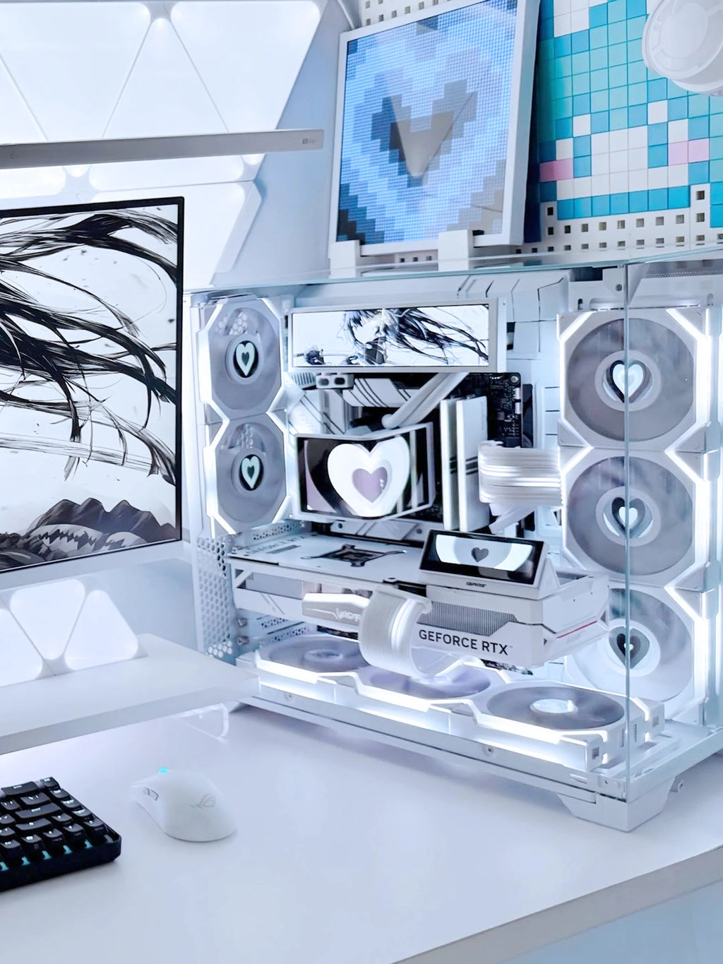 Pure white high-end sea view room computer host 9800X3D 5080 appearance desktop