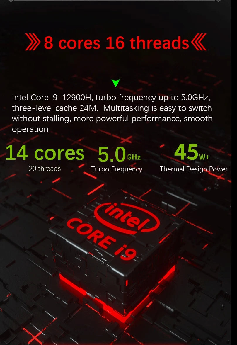 Oushedi Gaming Laptop Computer Intel Core i9-13900H NVIDIA RTX 4050 6G 16 Inch IPS 2*DDR5 MAX 64GB 2*M.2 PCIE SSD WIFI Windows11