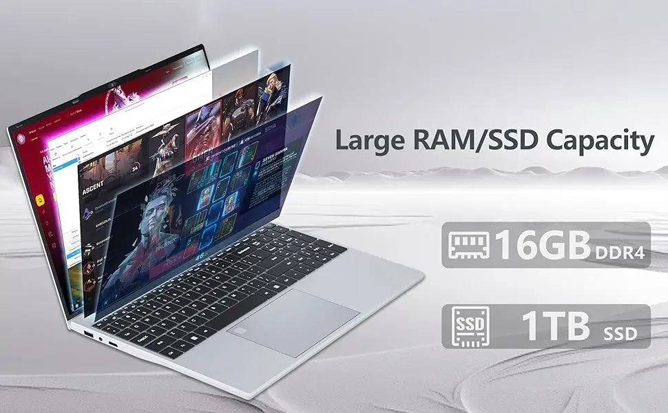 15.6 inch Intel Notebook PC Ultra Slim Laptop Intel Core i3 6100U 16GB RAM 1TB 2TB SSD Office Study Computer PC Windows 11 Pro