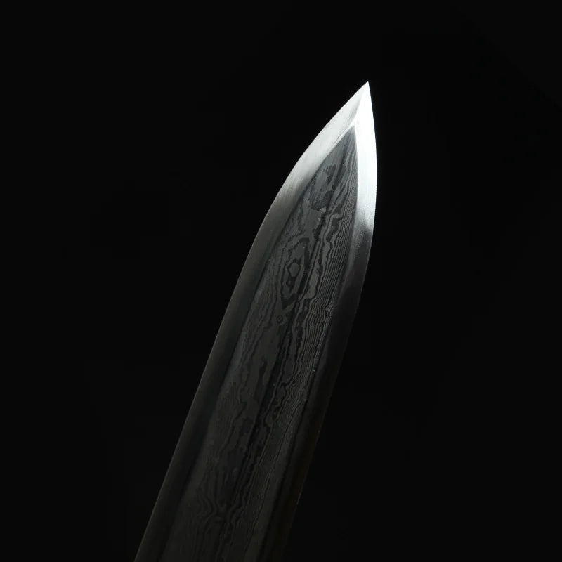 Chinese Kongfu Ruyi Jian Sword Folded Damascus Steel Blade Real Full Tang Sharp Ready Battle Metal Handle Taichi Swords Katanas