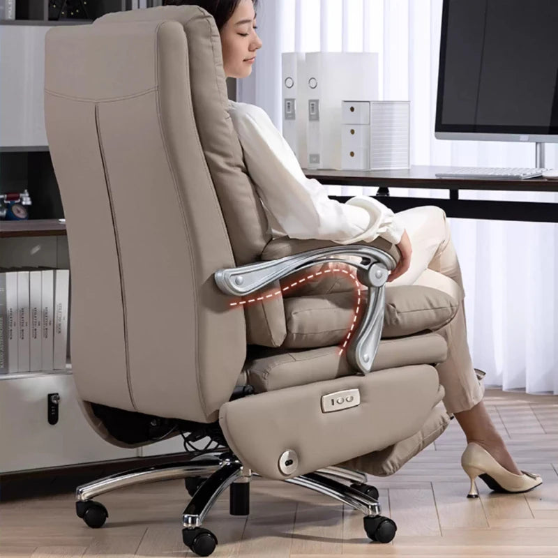 Genuine leather electric gaming chair Ergonomic & Office Chair High-Back Boss Chair with Adjustable Recline & Casters furniture