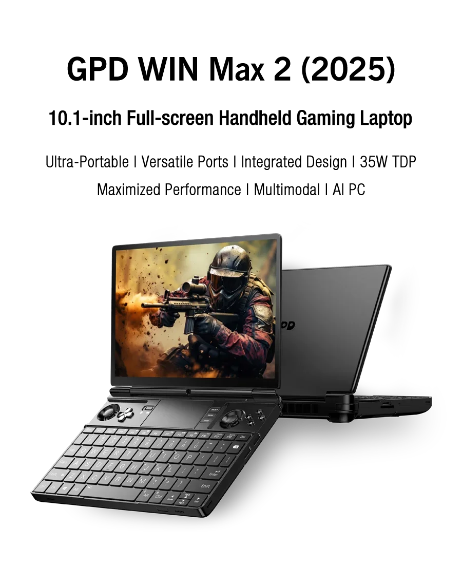 Wild Rapid GPD 2026 WIN Max 2 Gaming Laptop High Performance 32GB RAM 1TB/2TB SSD AMD 8840U CPU AI9 HX370 Mini PC for Gaming