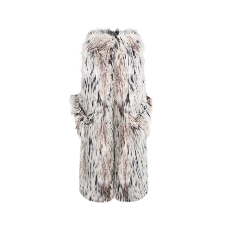 Mauroicardi Autumn Winter Long Colorful Thick Warm Hairy Fluffy Faux Fur Wide Leg Pants Men Pockets Runway Fashion Streetwear