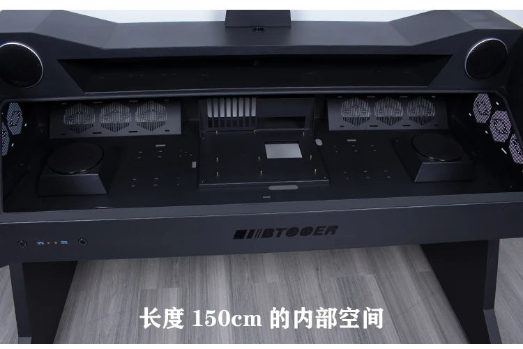 Computer chassis integrated table fully transparent water-cooled large chassis special-shaped computer table e-sports table