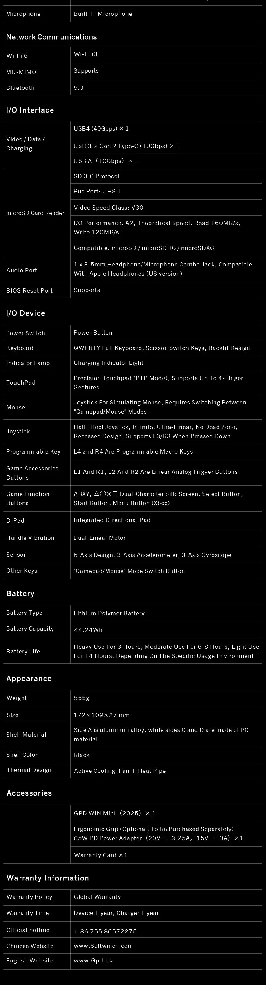 Turbo Brute GPD WIN Mini AMD AI 9 HX 370 7 Inch Handheld GamePad Tablet 32GB RAM 2TB PCIE4.0 Pocket Mini Laptop Game Player