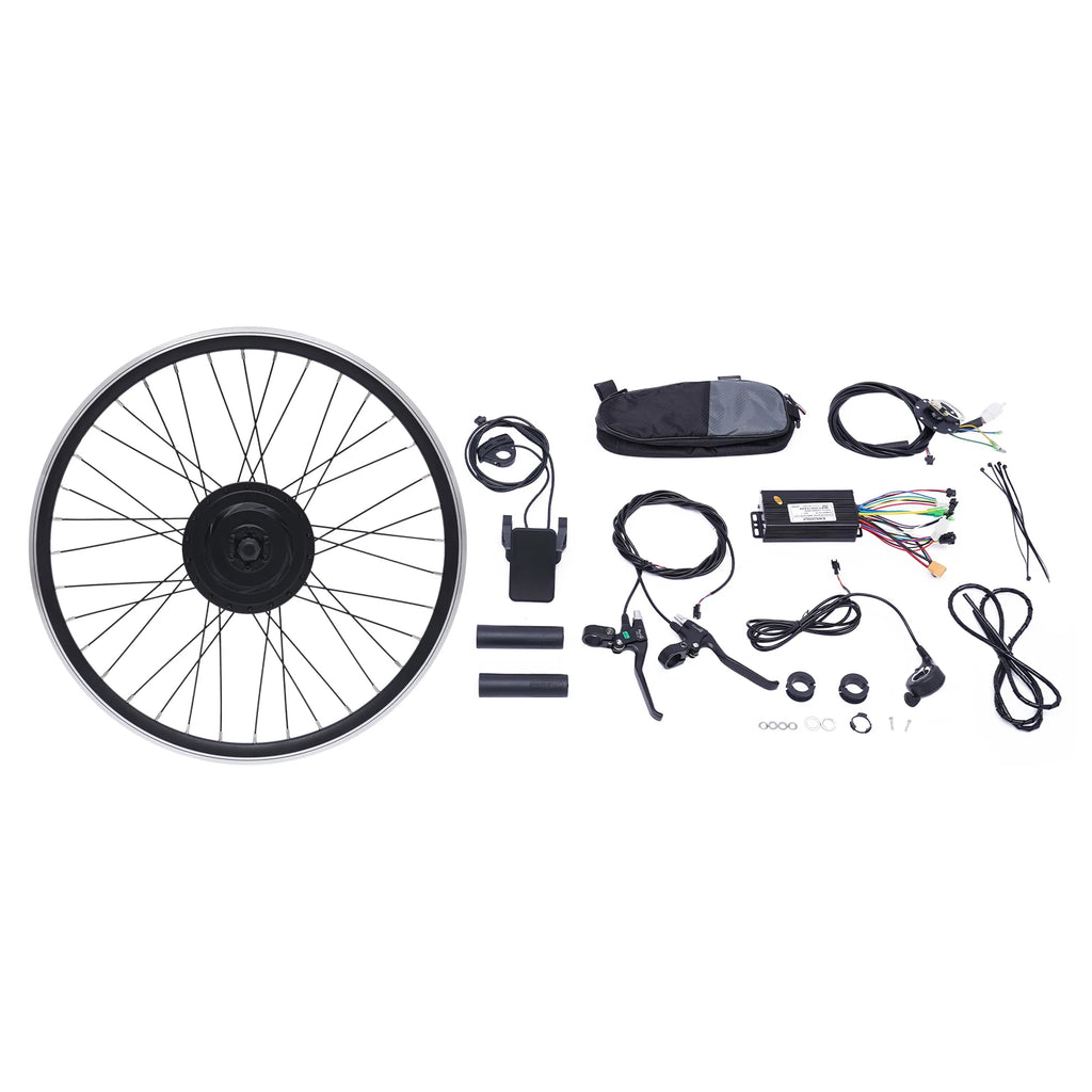 36V 500W Electric Bike Conversion Kit with LCD Display PAS Brake Levers Complete E-Bike Kit for 27.5"/700C Front Wheel