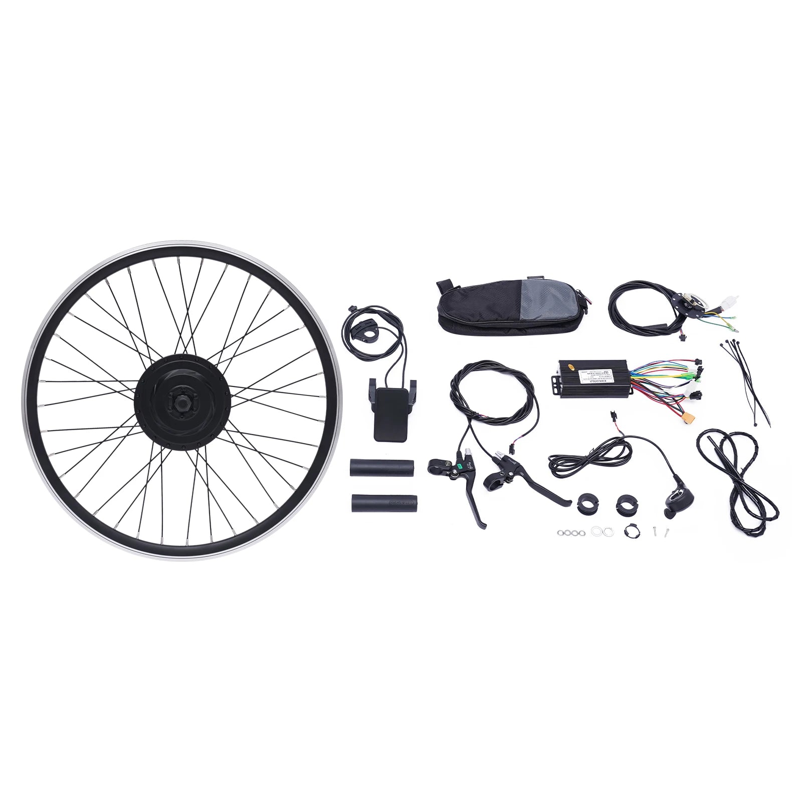 36V 500W Electric Bike Conversion Kit with LCD Display PAS Brake Levers Complete E-Bike Kit for 27.5"/700C Front Wheel