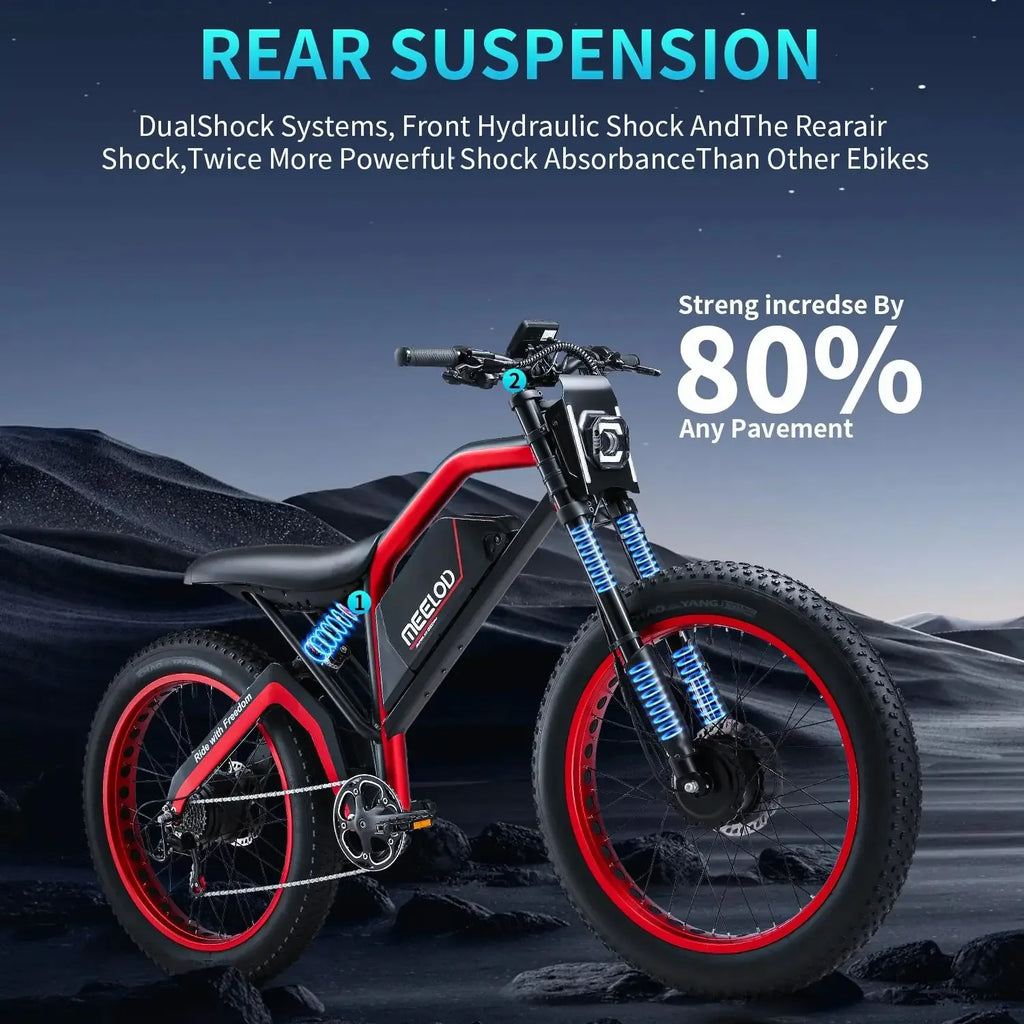 MEELOD XT600DL  adult E-bike 1000W*2 52V25Ah battery commute Electric Bike,26-inch Fat Tire E-Mountain bike